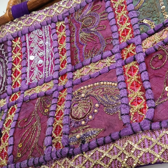 NWOT Indian Style Sequin Satchel Handbag - Picture 4 of 6